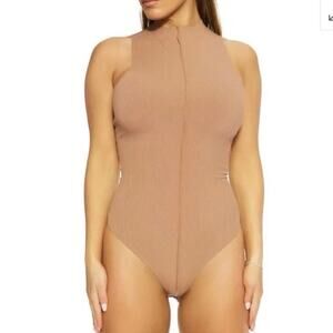 NWOT Naked Wardrobe Get Snatched Rib Bodysuit in Coco SZ XL